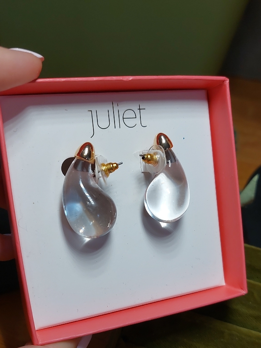 Juliet Clear Acrylic Teardrop Pierced Earrings
